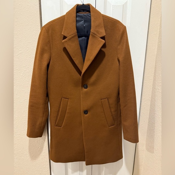 ZARA Wool(77%) Blend Coat Menswear Style Brown 2Buttons , size Small - Picture 1 of 13